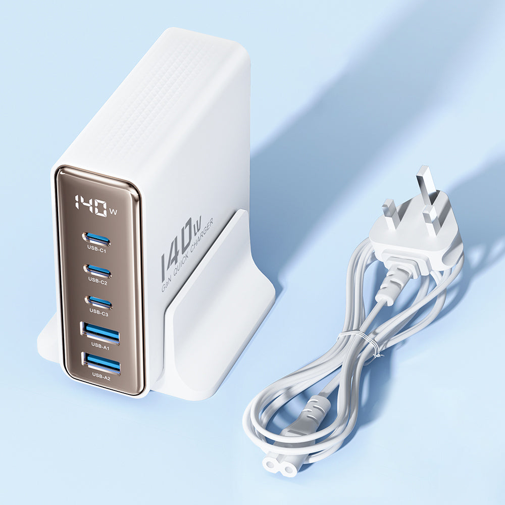 TOOCKI TCT140-22 140W GaN Charging Station Travel Desktop Charger, 3 Type-C+2 USB-A TOOCKI TCT140-22 140W GaN Charging Station Travel Desktop Charger, 3 Type-C+2 USB-A